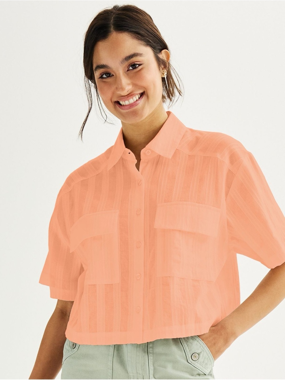 Dizzy Lizzy Short Sleeve Button Front Camp Shirt Size L